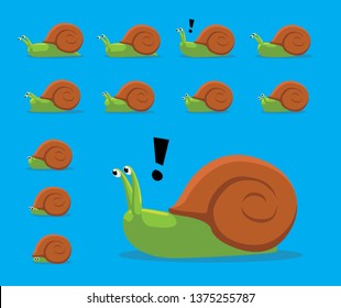 Animal Animation Sequence Snail Shell Hiding Cartoon Vector