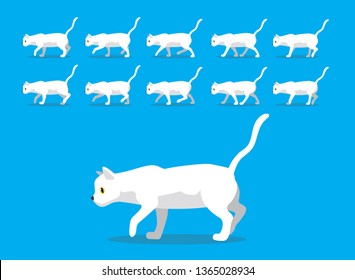 Animal Animation Sequence White Cat Cartoon Vector