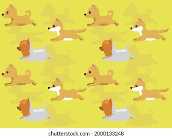 Animal Animation Various Breeds Dog Running Cartoon Vector Seamless Wallpaper Set 1