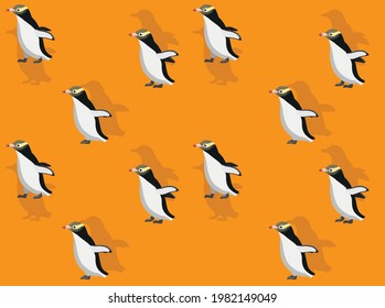 Animal Animation Yellow-Eyed Penguin Cartoon Vector Seamless Wallpaper