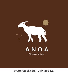 animal anoa natural logo vector icon silhouette retro hipster