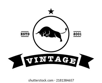 Animal Antique Logo, Modern and Old Antique Bull Logo