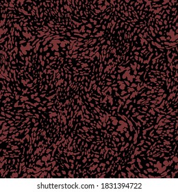 Animal Appaloosa cowhide/pony print seamless pattern design. Vector animal textured pattern with small rusty red spots on dark brown background. Animal print seamless pattern.