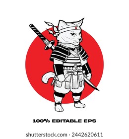 animal armor art, asian baby, beautiful icon, isolated japan, funny girl, cat design illustration