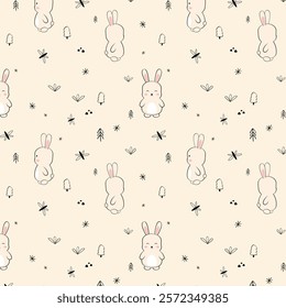 animal, art, baby, background, bunny, cartoon, cute, funny, illustration, design, graphic, line, 