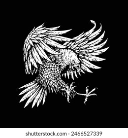 animal art, bird background, blackboard, chalk decoration, decorative design, doodle drawing, double exposure drawn, eagle element, emblem flight, falcon head