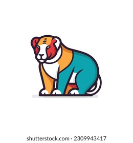 Animal art clip art icon. black outline. animal sticker. mascot style animal vector icon. white background isolated. vector illustration design. symbol animal icon. cartoon style.