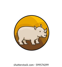 Animal art, cute cartoon style, hand drawn vector illustration. Rhino or rhinoceros, cartoon style