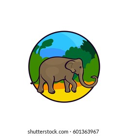 Animal art, cute cartoon style, hand drawn vector illustration. Asian elephant, cartoon style
