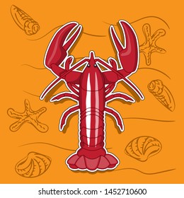 Animal arthropod cancer red, icon sticker logo. Vector image. eps10