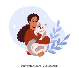 Animal assisted therapy for positive mental support and emotional rehab banner, flat vector illustration isolated on white background. Emotional support by animals.