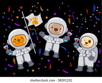 Animal Astronauts having fun - Vector
