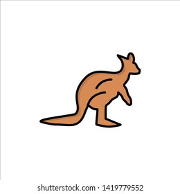 Animal, Australia, Australian, Indigenous, Kangaroo, Travel  Flat Color Icon. Vector icon banner Template