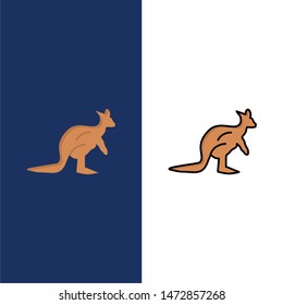 Animal, Australia, Australian, Indigenous, Kangaroo, Travel  Icons. Flat and Line Filled Icon Set Vector Blue Background