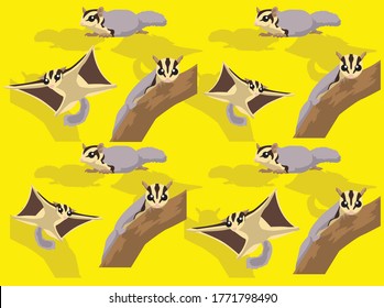 Animal Australian Sugar Glider Cute Cartoon Background Wallpaper-01