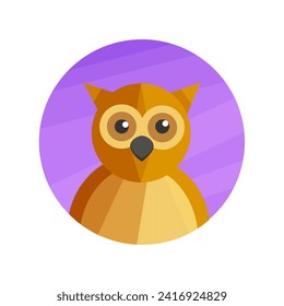 Animal avatar in cartoon design. An artful owl avatar portrayed with a whimsical design, skillfully highlighting the unique charm and grace of this magnificent bird. Vector illustration.