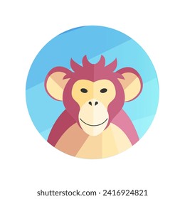 Animal avatar in cartoon design. This image showcases a charming avatar of an monkey, expertly designed with a delightful and endearing cartoon design. Vector illustration.