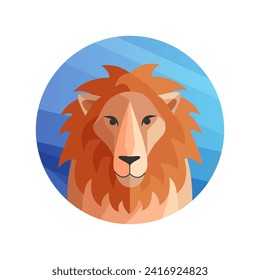 Animal avatar in cartoon design. This regal avatar of a lion, artfully designed with a majestic design, create a powerful digital representation of this iconic animal. Vector illustration.