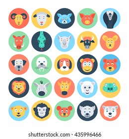 Animal Avatars Flat Vector Icons 3