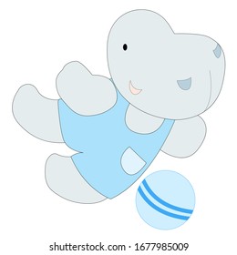 Animal baby cartoon sketch, vector hippo boy illustration