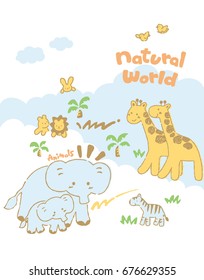 Animal baby T-shirt vector for print design