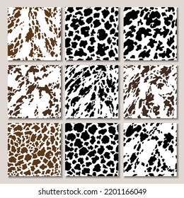 Animal Background. Cow Hide, Holstein Cattle Texture. Mammals Fur. Print Skin. Predator Camouflage. Printable Vector Illustration.