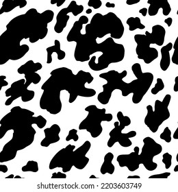 Animal Background. Cow Hide, Holstein Cattle Texture. Mammals Fur. Print Skin. Predator Camouflage. Printable Vector Illustration.