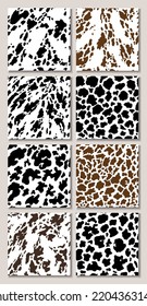 Animal Background. Cow Hide, Holstein Cattle Texture. Mammals Fur. Print Skin. Predator Camouflage. Printable Vector Illustration.