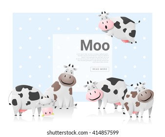 Animal background with cows ,vector, illustration