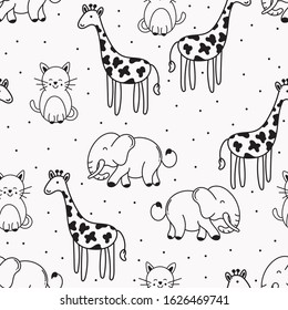 Animal Background Doodle Pattern Hand Drawn Stock Vector (Royalty Free ...