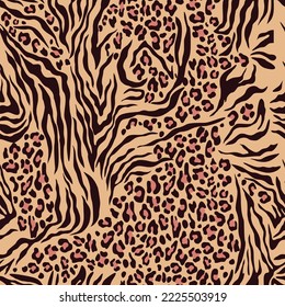 
animal background zebra leopard mix print vector pattern for textile