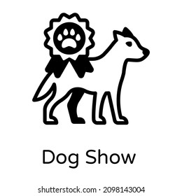 Animal with badge showing solid icon of dog show 

