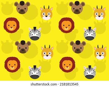 Animal Ball Head Zebra Lion Hyena Gazelle Cartoon Seamless Wallpaper Background
