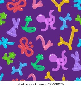 Animal Balloon Background Pattern on a Purple Symbol of Fun Party or Holiday. Vector illustration