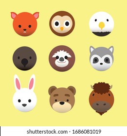 Animal Balloon Head 3D Icon American Set Cartoon Vector Illustration-01