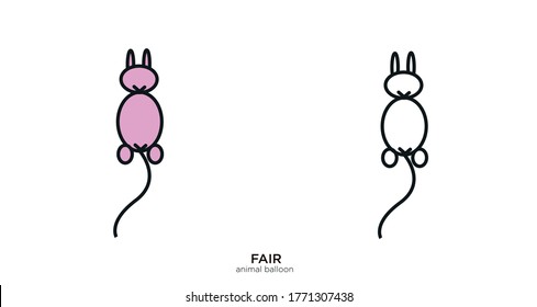 Animal balloon vector illustration lineal color and filled design