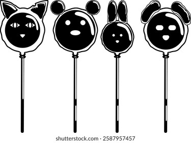 animal baloons caramel look vector icon