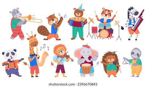 Animal band vector illustration. The wildlife orchestras performance group enchants zoo with melodies celebration The animal band concept brings rhythmic celebration, turning zoo