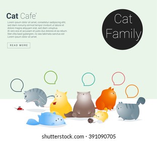 Animal banner with Cat story for web design , vector , illustration