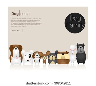 Animal banner with Dogs  , vector, illustration