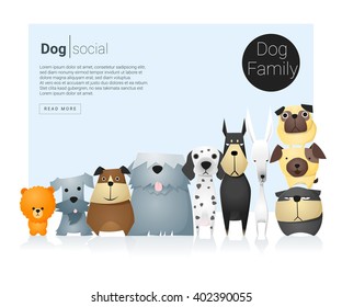 Animal banner with dogs for web design , vector , illustration