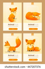 Animal banner with Foxes for web design , vector , illustration