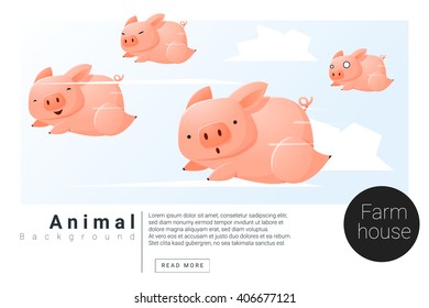 Animal banner with Pigs for web design , vector , illustration