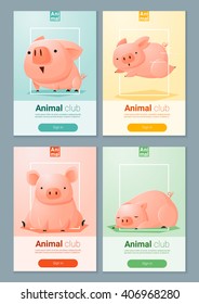 Animal banner with Pigs for web design , vector , illustration