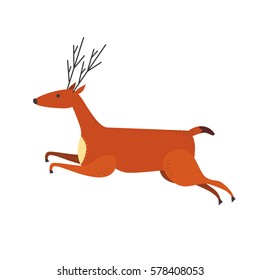 Animal based icon. Wild deer sign. Freehand drawn cartoon style. Creative vintage poster background. Horned reindeer symbol. Decorative vector illustration with elk. Wildlife  retro  banner element