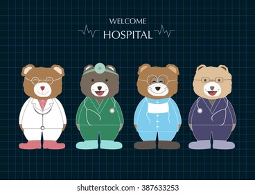 animal bear doctor cartoon ,Vector illustrations