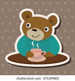 animal bear having afternoon tea theme elements