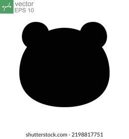 animal, bear head icon, shape, solid style. Teddy bear simple avatar character. Soft baby toy face logo for animal cat cartoon. Vector illustration. design on white background. EPS 10