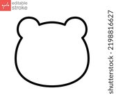 animal, bear head shape icon, outline style. Teddy bear simple avatar character. Soft baby toy face logo for animal cat cartoon. Editable stroke Vector illustration. design on white background EPS 10
