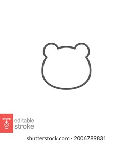 animal, bear head shape icon, outline style. Teddy bear simple avatar character. Soft baby toy face logo for animal cat cartoon. Editable stroke Vector illustration. design on white background EPS 10